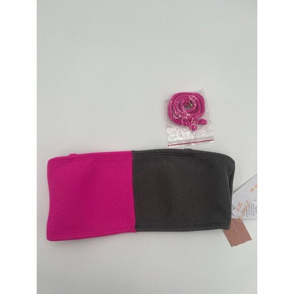 NWT Pilyq Womens Acai Reef Bandeau Bikini Top Hot Pink Gray Halter Option - Picture 4 of 7